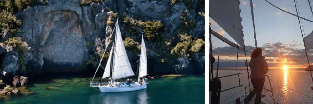 Sail barbary Maori Carvings on Lake Taupo Chuffed Gifts